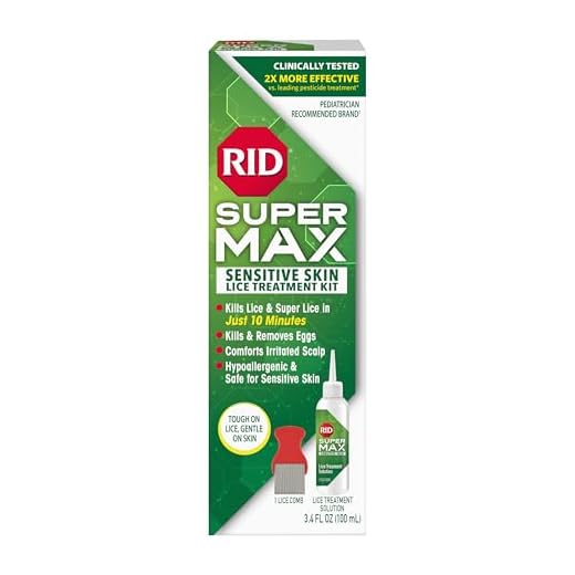 RID Super Max Sensitive Skin Lice Treatment, Kills Super Lice & Eggs, Safe for Sensitive Skin, Clinically Tested, Package Graphics May Vary