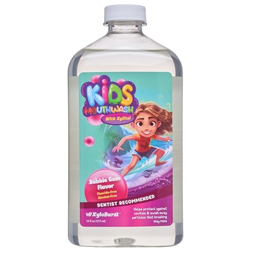Xyloburst Oral Rinse Kids Mouthwash - Natural Xylitol Mouthwash Fluoride Free Mouth Rinse with Aloe Vera Alcohol Free 16 fl oz