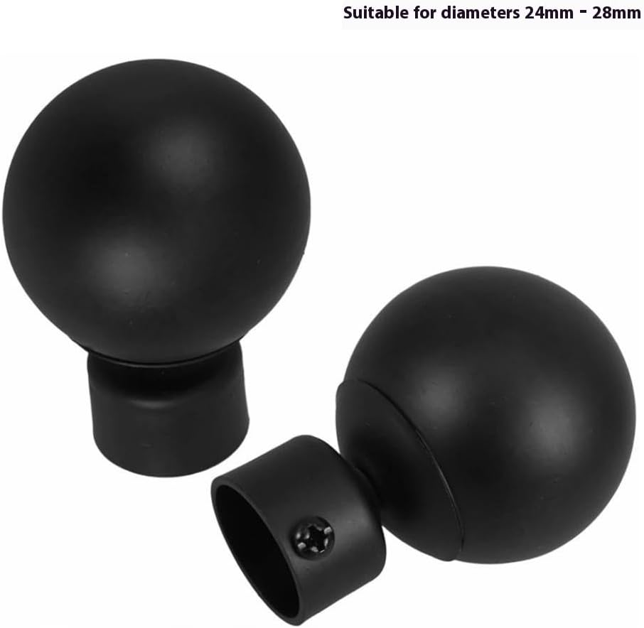 Curtain Rod Finial 28mm 2PCS Adjustable Thickened Iron Spray Paint Black Suitable for 24mm 28mm 4PCS 28mm