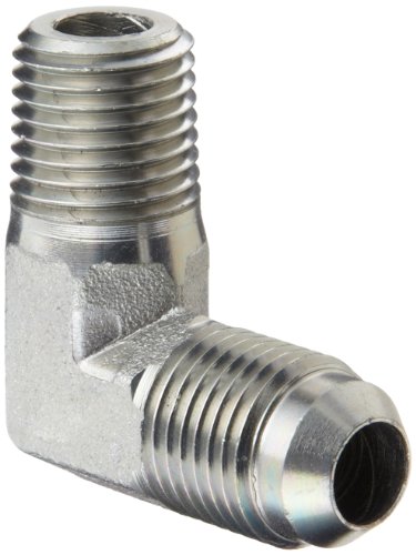 Eaton Aeroquip 2024-4-6S 90 Degree Male Elbow, JIC 37 Degree & NPT End Types, Carbon Steel, 1/4 NPT(m) x 3/8 JIC(m) End Size, 3/8
