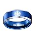 Blowin Blue Her King His Queen Crown Rings Couples Stainless Steel Ring, Engagement Wedding Band Anniversary Christmas Valentines Ring