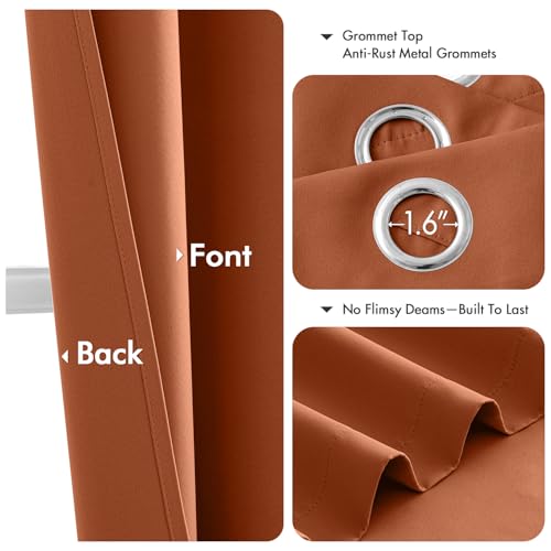 Image of MIULEE Blackout Curtains for Bedroom Living Room 2 Panels, Thermal Insulated Room Darkening Drapes Grommet Noise Reducing Light Blocking Window Treatments 54 Inches Long 40x54 Inch Rust