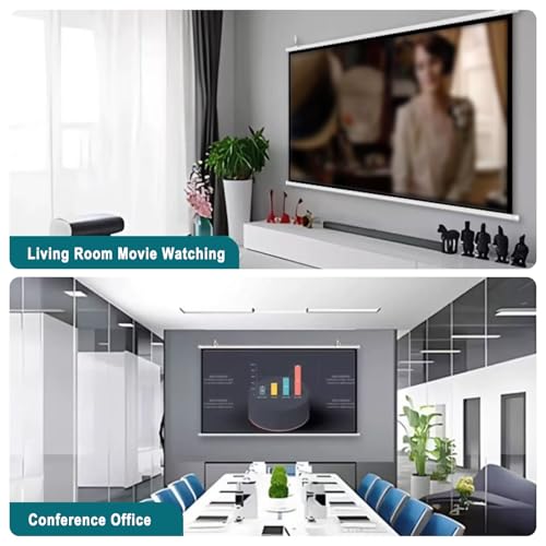 Pantalla de proyección portátil para interior y exterior, montaje en pared y techo, pantalla HD, ángulo de visión de 160°, para hogar u oficina, pantalla de película para interior y exterior (Blanca, 72") miniatura 7