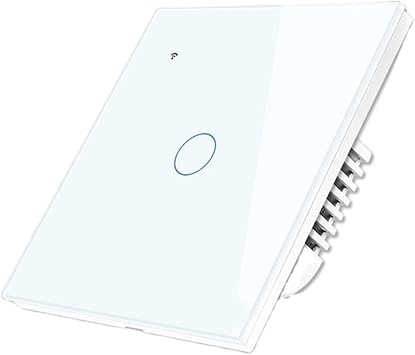 WiFi Smart Light Switch Wall Glass Screen Interruptor Touch Panel Voice Control Wireless Work for Voice Control 1Gang White