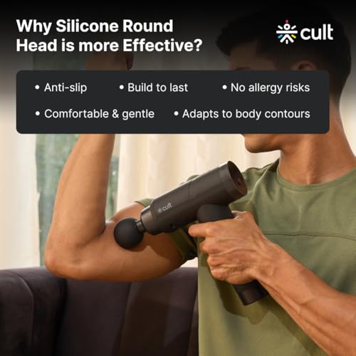 Image of CULT Volt Pro, Full Body Professional Gun Massager, 4500 mAh battery, QuietMotion Tech, Deep Tissue Percussions, 4 Interchangeable heads, 6 Speed levels, Silicone head, Carry Pouch.