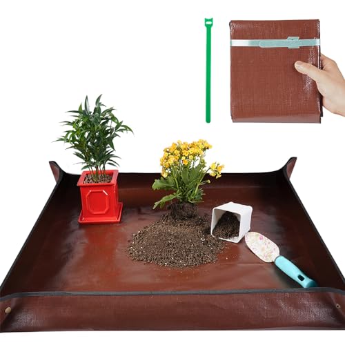 Image of 39.5 inch x 39.5 inch Extra Large Potting Mat for Indoor Plants Transplanting and Dirt Control Gardening Gifts for Plant Lovers