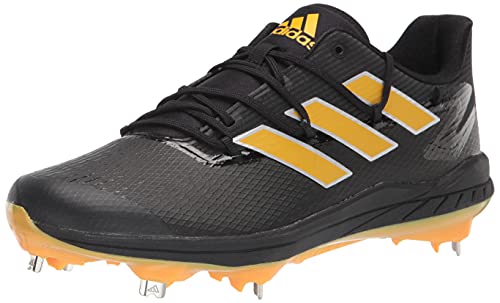 adidas Men's Adizero Afterburner 8 Baseball Shoe, Black/Team Collegiate Gold/Silver Metallic, 13