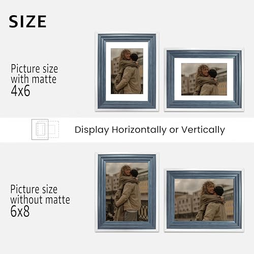 Image of Art Street Luxury Photo Frame for living room, Modern Step Design Photo Frames for Photograph, Art Work, Kids Room Set of 9 (6x8 Inch, Blue)
