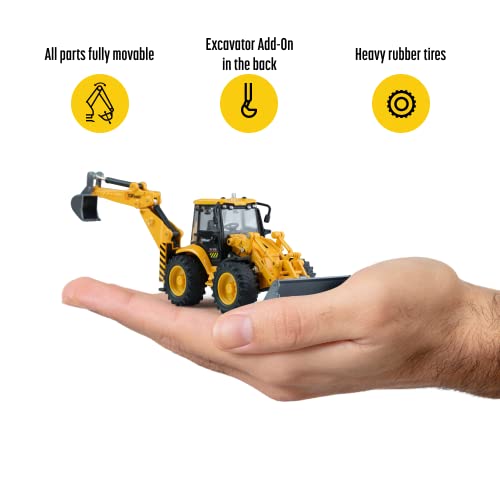Top Race Diecast Set 〡Dump Truck and Tractor Toy with Backhoe〡Construction Trucks for Boys and Kids〡Realistic Models Great Gift Idea - Thumbnail 3