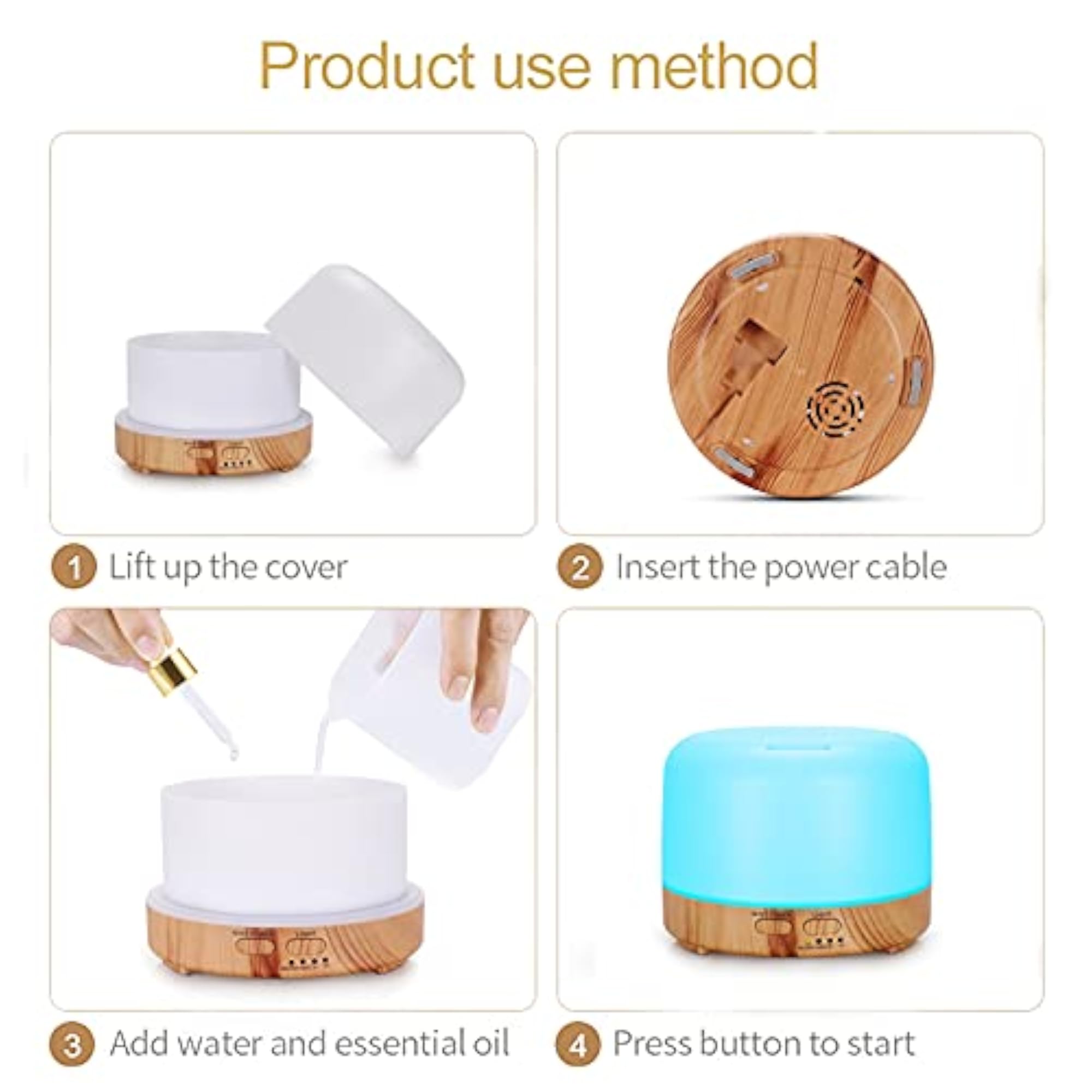Natural Wood Grain Essential Oil Diffuser for Home Fragrance