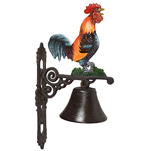 Image of AB Tools Cockerel Rooster Chicken Bell Cast Iron Sign Door Wall Fence Post Gate House