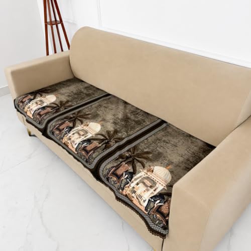 Image of Homerz Premium 'Luxe Series' Sofa Cover | Holland Velvet Fabric | Smooth Finish | Anti-Slip Fleece Backing Couch Protector (Maharaja, 6 (3+2+1) Seater, Only Seat Cover)