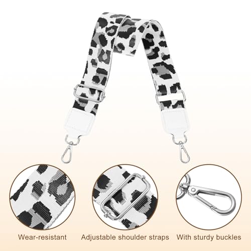 Image of uxcell Wide Shoulder Strap, 5cm Adjustable Purse Strap Replacement Crossbody Strap for Shoulder Bag Handbag, White, Silver Square Mouth Buckle