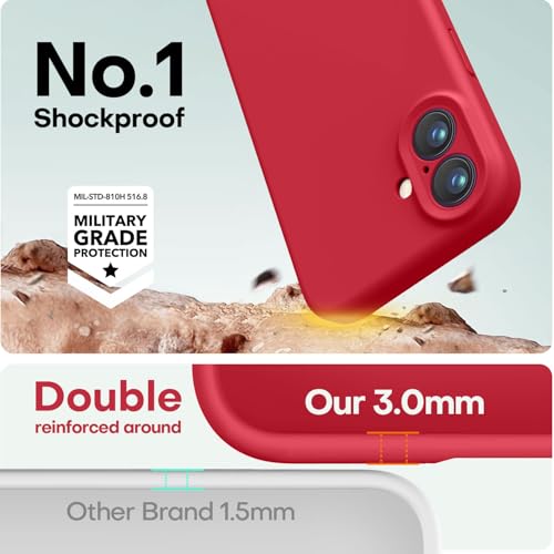 Image of LOVE 3000 Designed for iPhone 16 Case, Premium Silicone with [Soft Anti-Scratch Microfiber Lining] Shockproof Protective Phone Case for Men Women Girls 6.1 inch, Red