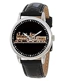  Chemin de fer, art de locomotive à vapeur 40 mm Montre en laiton de collection