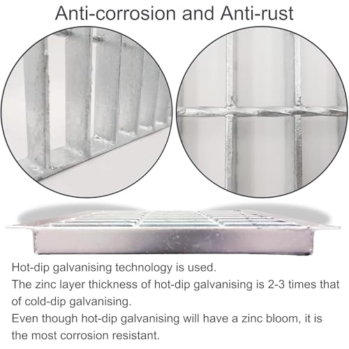 Image of Galvanized Steel Drain Grate with Lip, Channel Cover 12x12 in