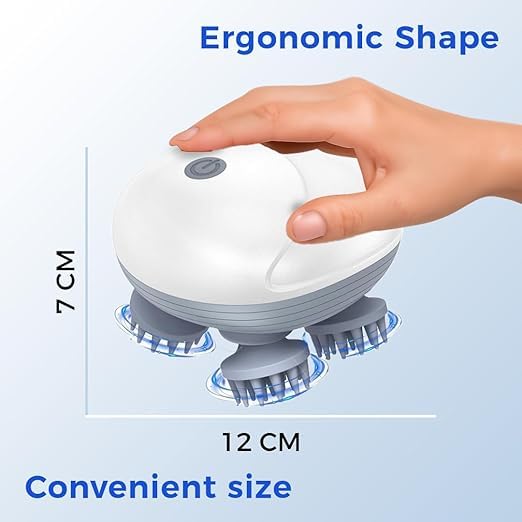Image of Scalp Massager Electric Head,Scalp Massager Waterproof Multi-Mode Rechargeable Cordless, Soft Silicone & Full-Body Use, 3 Speed Modes, Head Scratcher Massager for Hair Growth,Electric White