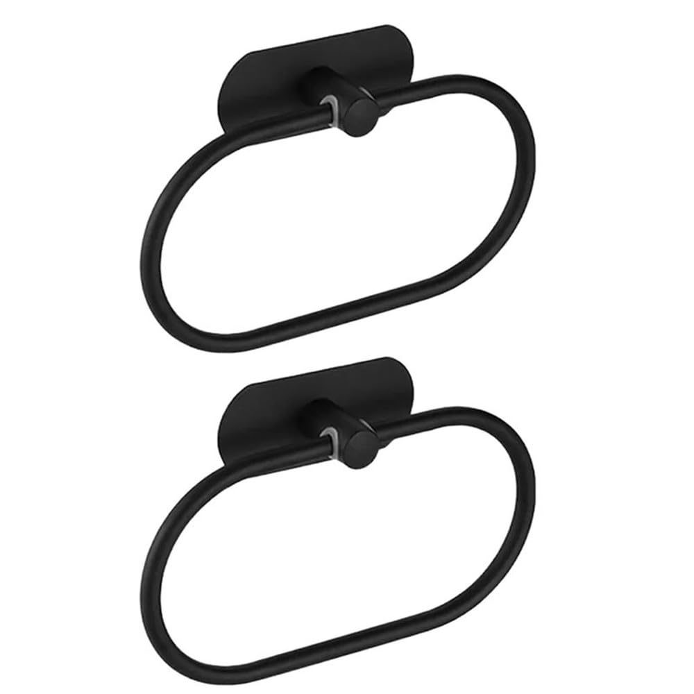 VVW&LIU Porta Asciugamani in Acciaio Inox Autoadesivo per Bagno, Appendiabiti per Asciugamani da Bagno, Anello Appendiabiti per Sapone e Mani, Accessorio per la Cucina, Nero