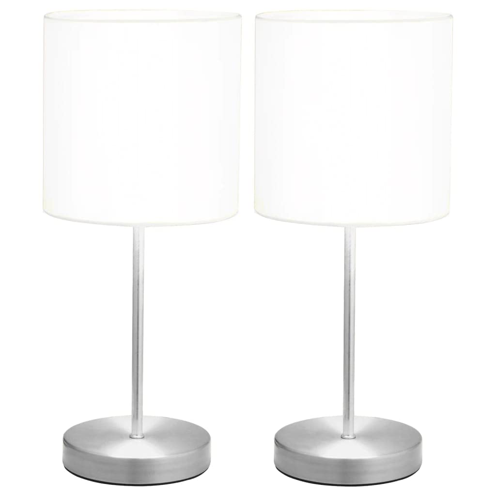 vidaXL 2X Lámparas de Mesa de Encendido Táctil Luz Encima de Mesita Mueble Escritorio Blanco y Plateado