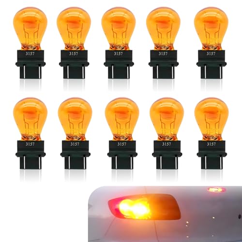 Titgoes 3157 Car Bulb, 12V Halogen Brake Light, Tail Light, Reverse Light, Turn Signal Bulb Replacement, Universal Fit for Most Cars (Yellow)