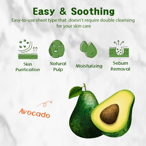 Purederm Avocado Collagen Mask (12 Pack) - Avocado Extract, Collagen, And Vitamin E Ingredients, Delivering Deep Nutrition And Energizing The Skin #TOP3