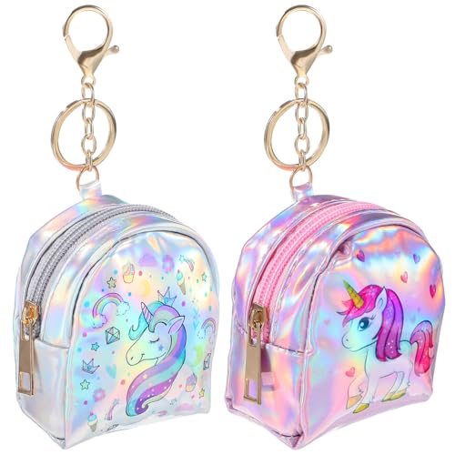 GALPADA 2pcs Cute Unicorn Coin Purse, Mini Backpack Keychain, Mini Wallets Coin Pouch Change Purse