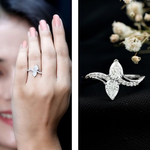 Certified Lab Grown Diamond 2 Stone Engagement Ring, Ef-Vs Quality, Pear Diamond Toi Et Moi Ring - Ready To Gift2