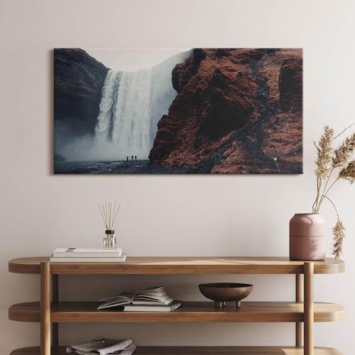 Paysage de cascade d'Islande tableau sur toile 120x60cm Wallfluent