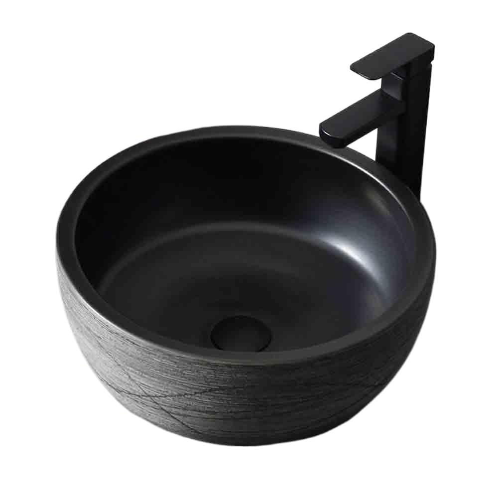 Sink Bowl Round Countertop Ceramic Bathroom Washbasin Indoor Outdoor with Accessories Art Basin