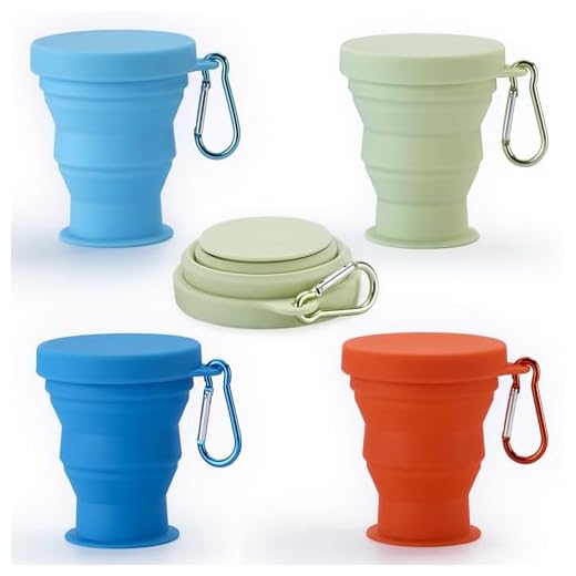 GUANCI Silicone Collapsible Cups 4Pack, Folding Travel Camping Cup with Lids,Colorful Expandable Drinking Cup Sets - Portable,Dishwasher Safe