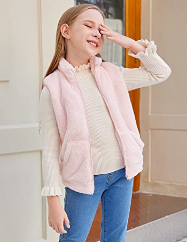 Flypigs Girls Fleece Vest Sherpa Warm Soft Lightweight Zipper Sleeveless Fall Coat Outerwear Jackets 10-11 Years #TOP1