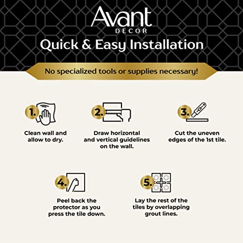 Avant Decor | Peel And Stick Kitchen Backsplash Tiles | Vinyl Individual Tiles | Stick On Wall Tiles | Easy Diy Installation | 4” X 8” | Box Of 23 Tiles #TOP7