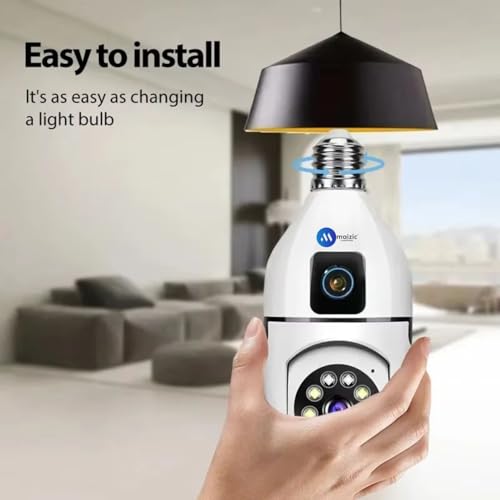Maizic Smarthome Ultra Convenient Indian Bulb Holder Indoor Security HD 5MP CCTV WiFi Bulb Camera w/PTZ Upto 128GB SD Card Support, Color Night Vision, Two-Way Audio (Dual Camera) 8 41Xpsm9ad3L