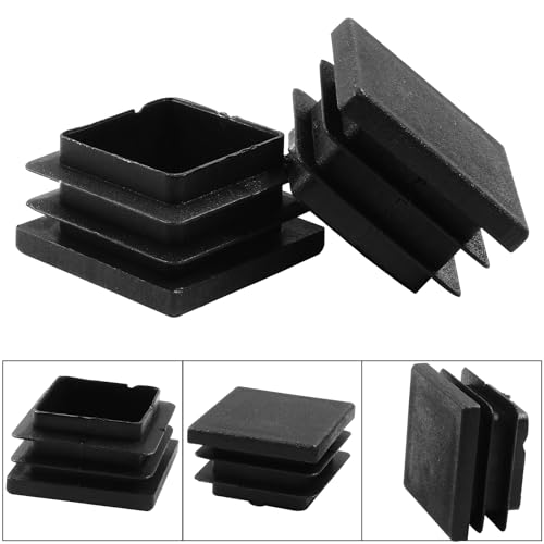 Image of Bonsicoky 1-1 /4 inch Square Plastic Plugs, Black, 8 Pack | Tubing End Caps, Insert for Square Tube, For Furniture Legs