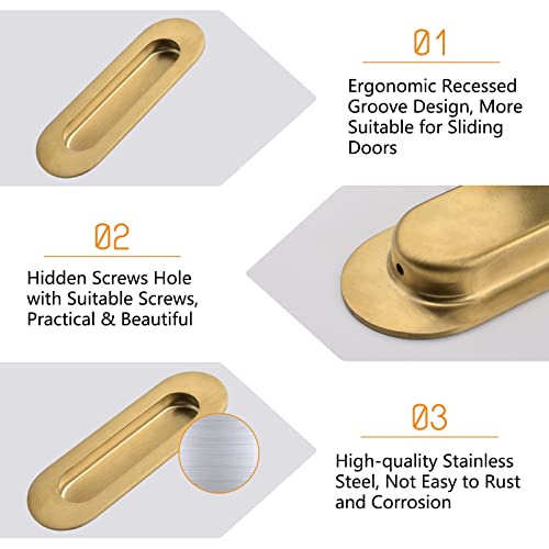 MOROBOR 2Pcs Brushed Gold Stainless Steel Side Hole Flush Pull - Image 4