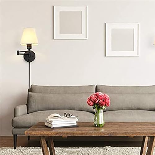 Lámpara de pared con cable enchufe apliques E27 modernos regulables 270 grados brazo ajustable blanco