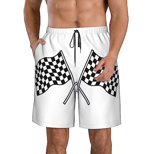 Short de plage d'été pour homme avec poches et doublure filet damier