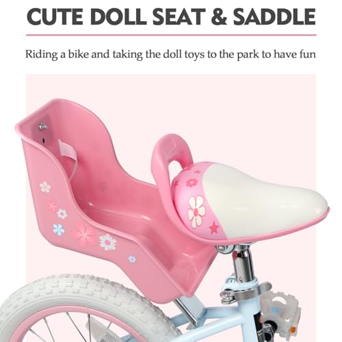 Image of Glerc Petal Girls Bike 12-18 Inch for Ages 2-9, Kids Bike with Training Wheels, Basket & Streamers, Princess Style Kids Bicycle, for Girls