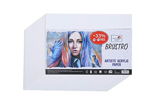 Brustro Artists Acrylic Papers 400 GSM A5, (Contains 18 + 6 Free Sheets), Acid Free, Ideal for Acrylic Painting. Also Suitable for Oil & Tempera