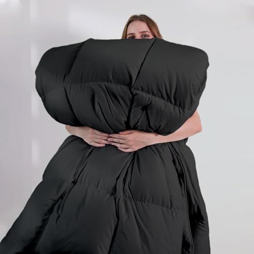 DOWNCOOL Comforters Queen Size, Duvet Insert,Black All Season Duvet, Lightweight Quilt, Down Alternative Hotel Comforter (Black, Queen 88x92 Inches)