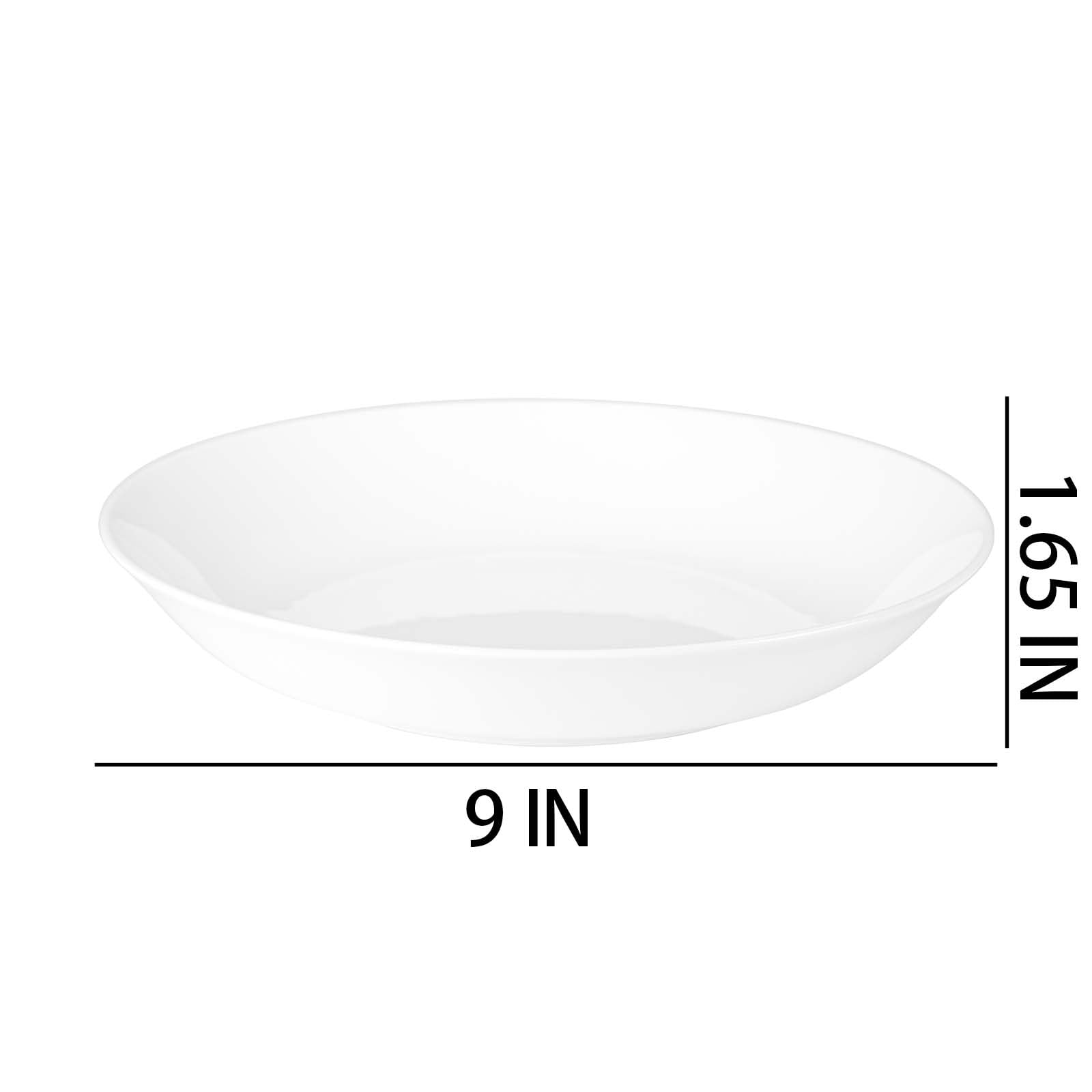 Juego de platos de sopa blancos de cerámica de 9 pulgadas para sopas, pasta, cereales (2, L)