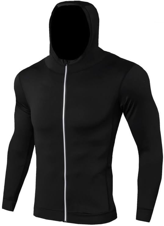 Men's Athletic Jacket with Hoodies Long Sleeve Lightweight Workout Clothing for Running Gym