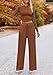 PRETTYGARDEN Women's 2 Piece Sets 2025 Fall Long Sleeve Crop Tops Wide Leg Pants Matching Outfit Tracksuits Fashion Clothing (Brown,Small)