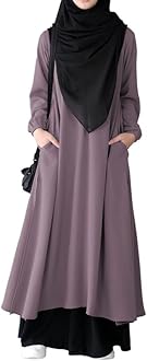 Two Pieces Abaya Dress with Elasticated Sleeves made with Nida Matte Fabric - Knee length Burqa for Women and Girls