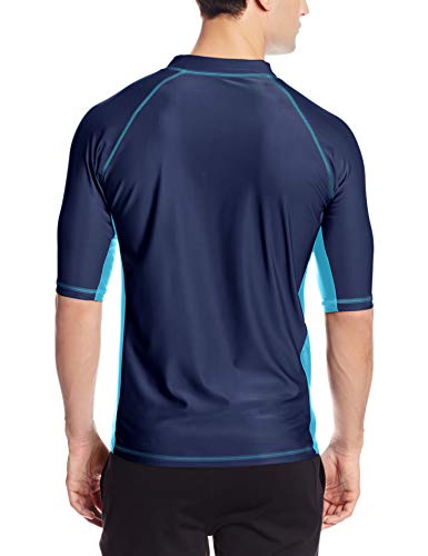 Kanu Surf Men's Standard Upf 50+ Short Sleeve Sun Protective Rashguard Swim Shirt, Mercury Navy, X-Large #TOP1