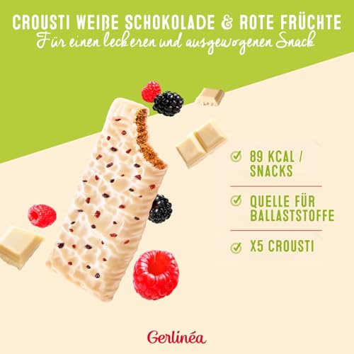 GERLINÉA – Knusprige Riegel mit roten Früchten – Knusprige Waffeln – Leckere Snacks, glutenfrei, reich an Ballaststoffen – Packung mit 6 Riegeln, 102 g