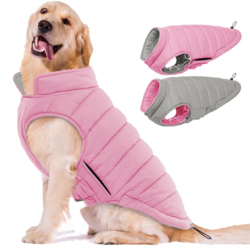 Image of Lelepet Reversible Dog Coat Windproof Dog Puffer Jacket Lightweight Vest