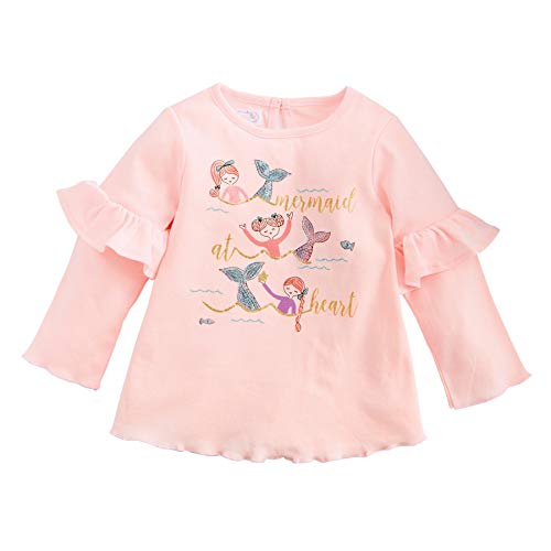 Mud Pie Baby Kids Girls Winter Mermaid at Heart Pink Tunic Top Large (4T-5T)