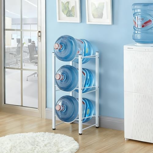 MTIETEME ウォーターボトルラック バケツスタンド 収納ラック 取り外し可能 収納付き 取り出しやすい 強力な耐荷重200kg 高耐久性 2/3/4/5層 ウォーターサーバー 台 組み立てが簡単 キッチン、寝室、リビング、オフィスに適用 白(35x3