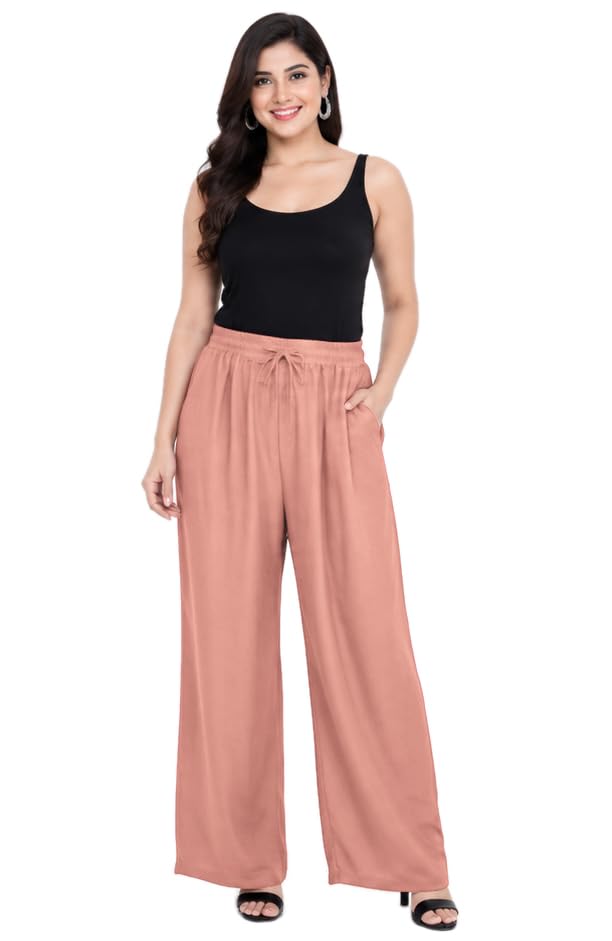 sttoffa Women's Regular Palazzo Pant 40 INCH Length Plus Size Palazzo Pants for Women Rayon Plazo for Girls-picture-19